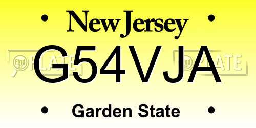 G54VJA New Jersey License Plate
