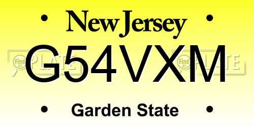 G54VXM New Jersey License Plate