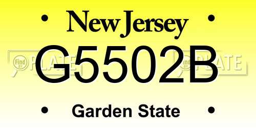 G5502B New Jersey License Plate