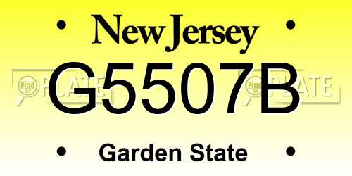 G5507B New Jersey License Plate
