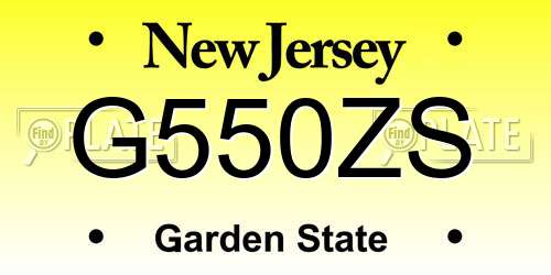G550ZS New Jersey License Plate