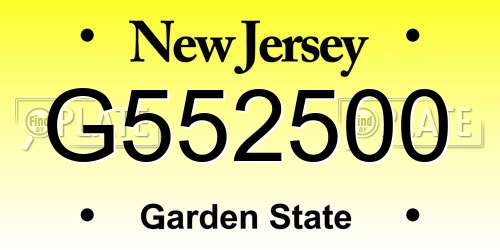 G552500 New Jersey License Plate