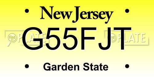 G55FJT New Jersey License Plate