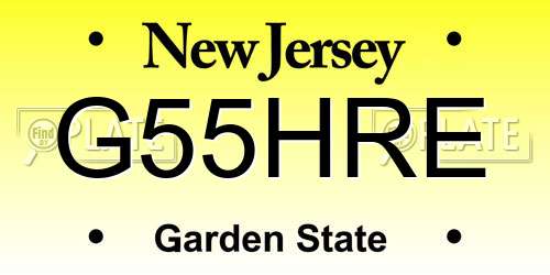 G55HRE New Jersey License Plate