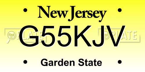 G55KJV New Jersey License Plate