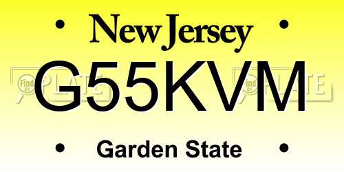 G55KVM New Jersey License Plate