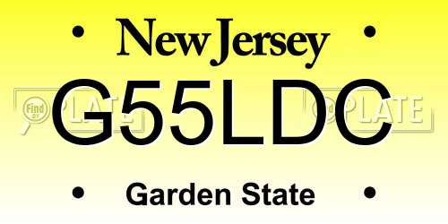 G55LDC New Jersey License Plate