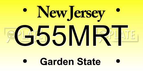G55MRT New Jersey License Plate