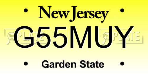 G55MUY New Jersey License Plate