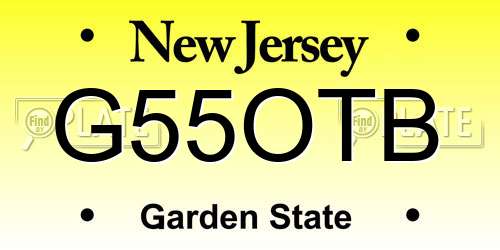 G55OTB New Jersey License Plate