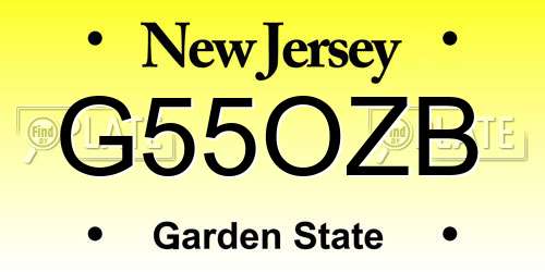 G55OZB New Jersey License Plate