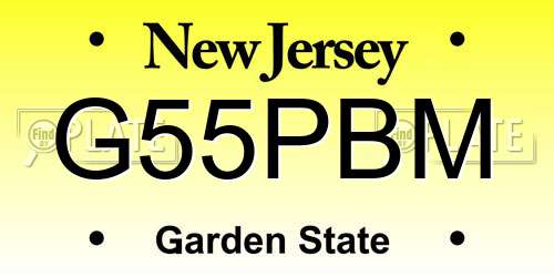 G55PBM New Jersey License Plate