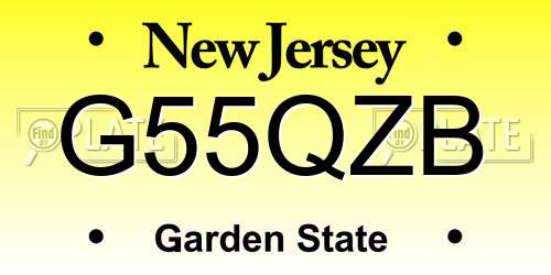 G55QZB New Jersey License Plate