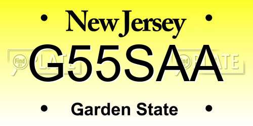 G55SAA New Jersey License Plate