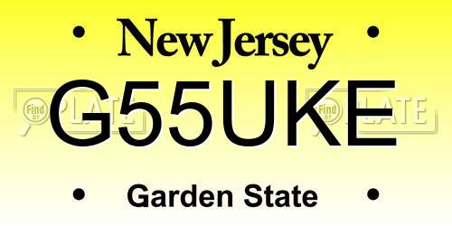 G55UKE New Jersey License Plate