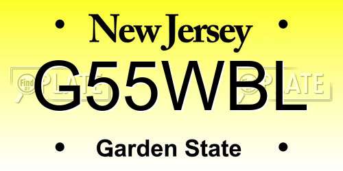 G55WBL New Jersey License Plate