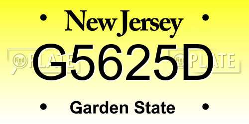 G5625D New Jersey License Plate