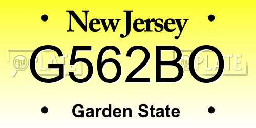 G562BO New Jersey License Plate