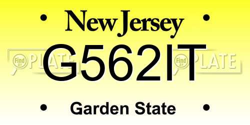 G562IT New Jersey License Plate