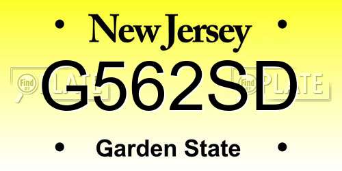 G562SD New Jersey License Plate