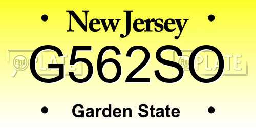 G562SO New Jersey License Plate