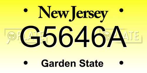 G5646A New Jersey License Plate