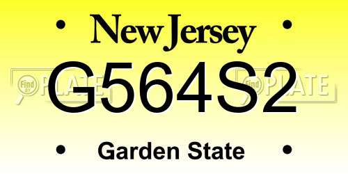 G564S2 New Jersey License Plate