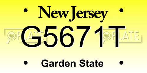 G5671T New Jersey License Plate