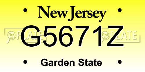 G5671Z New Jersey License Plate