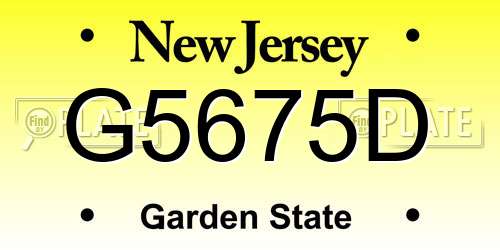 G5675D New Jersey License Plate