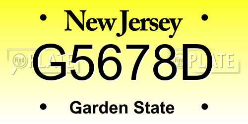 G5678D New Jersey License Plate
