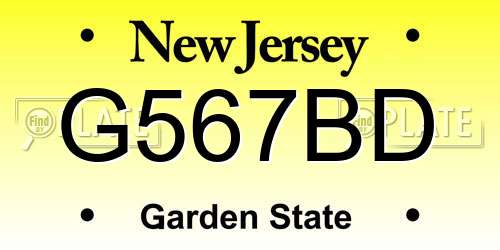 G567BD New Jersey License Plate