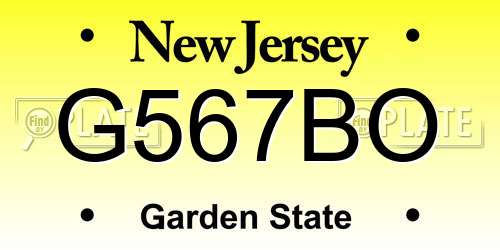 G567BO New Jersey License Plate