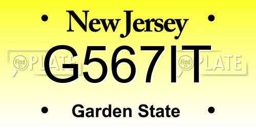 G567IT New Jersey License Plate