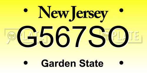 G567SO New Jersey License Plate