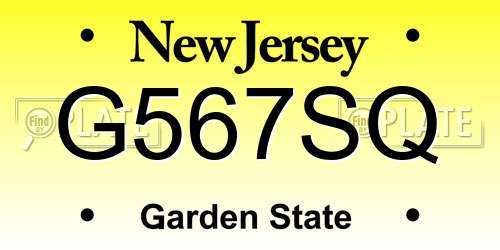 G567SQ New Jersey License Plate