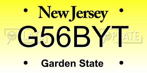 G56BYT New Jersey License Plate