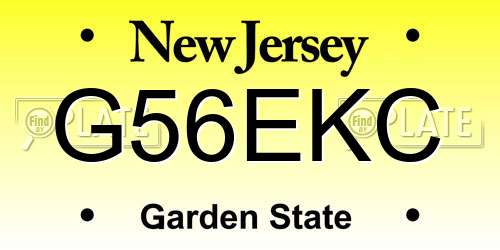 G56EKC New Jersey License Plate