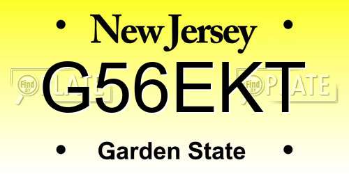 G56EKT New Jersey License Plate