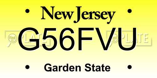 G56FVU New Jersey License Plate
