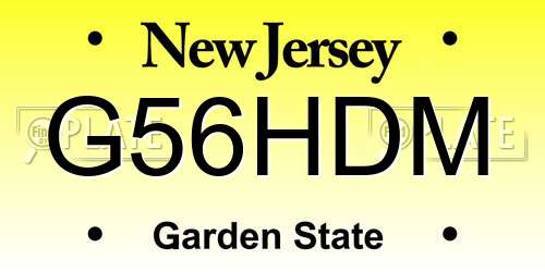 G56HDM New Jersey License Plate