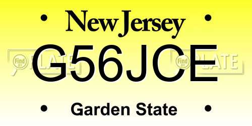 G56JCE New Jersey License Plate