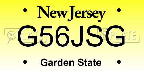 G56JSG New Jersey License Plate