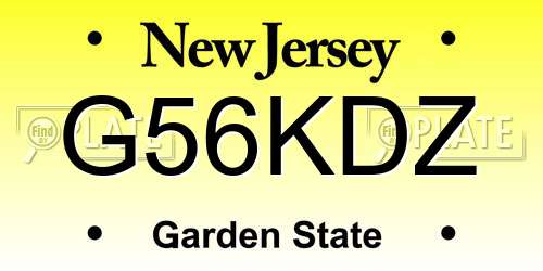 G56KDZ New Jersey License Plate