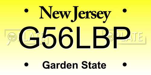 G56LBP New Jersey License Plate
