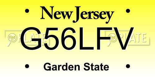 G56LFV New Jersey License Plate
