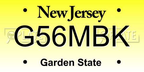 G56MBK New Jersey License Plate