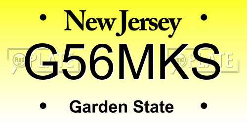 G56MKS New Jersey License Plate