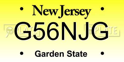 G56NJG New Jersey License Plate