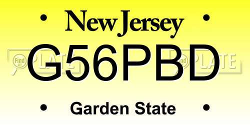G56PBD New Jersey License Plate
